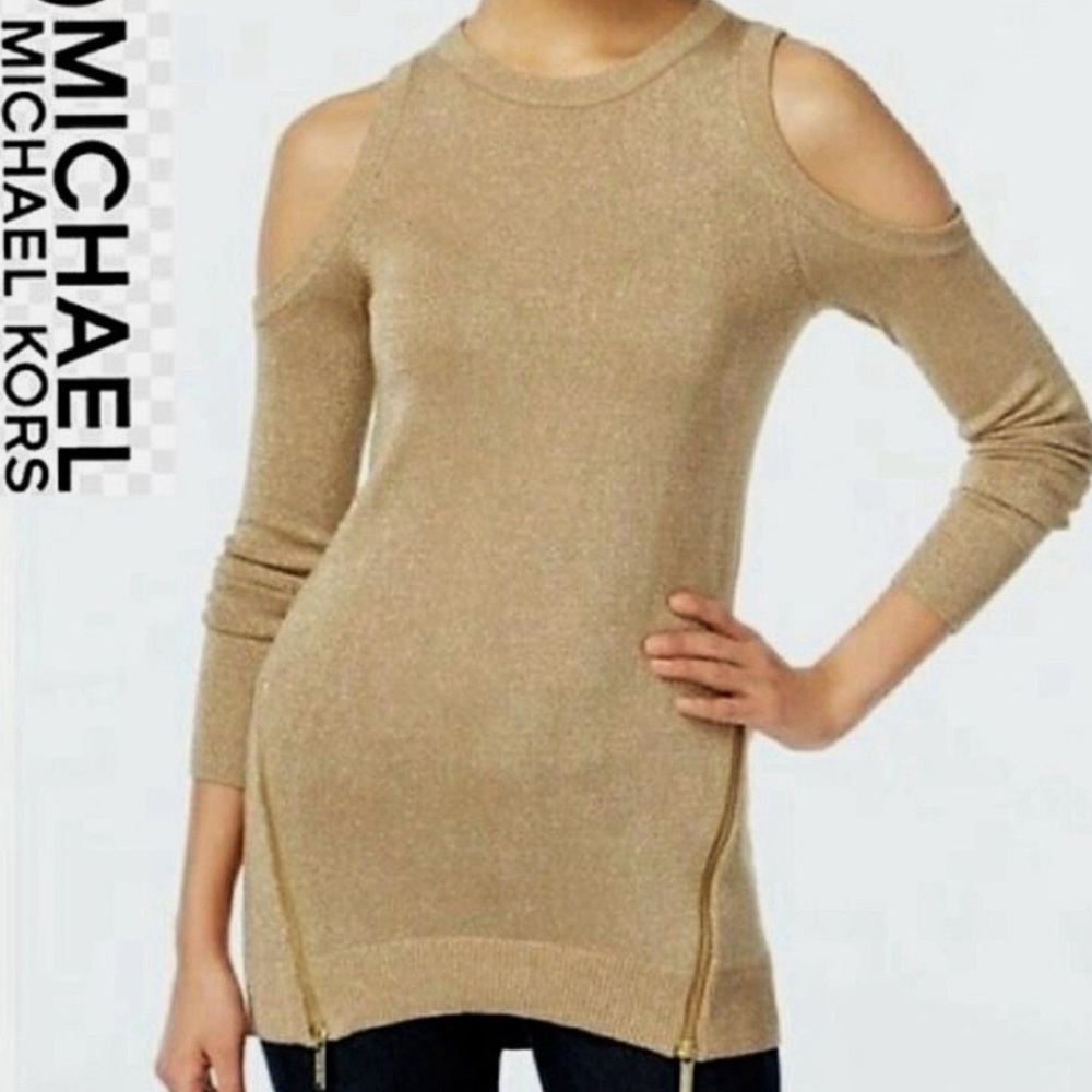 Michael Kors Women's Gold Tan Off-the-Shoulder Sweater
